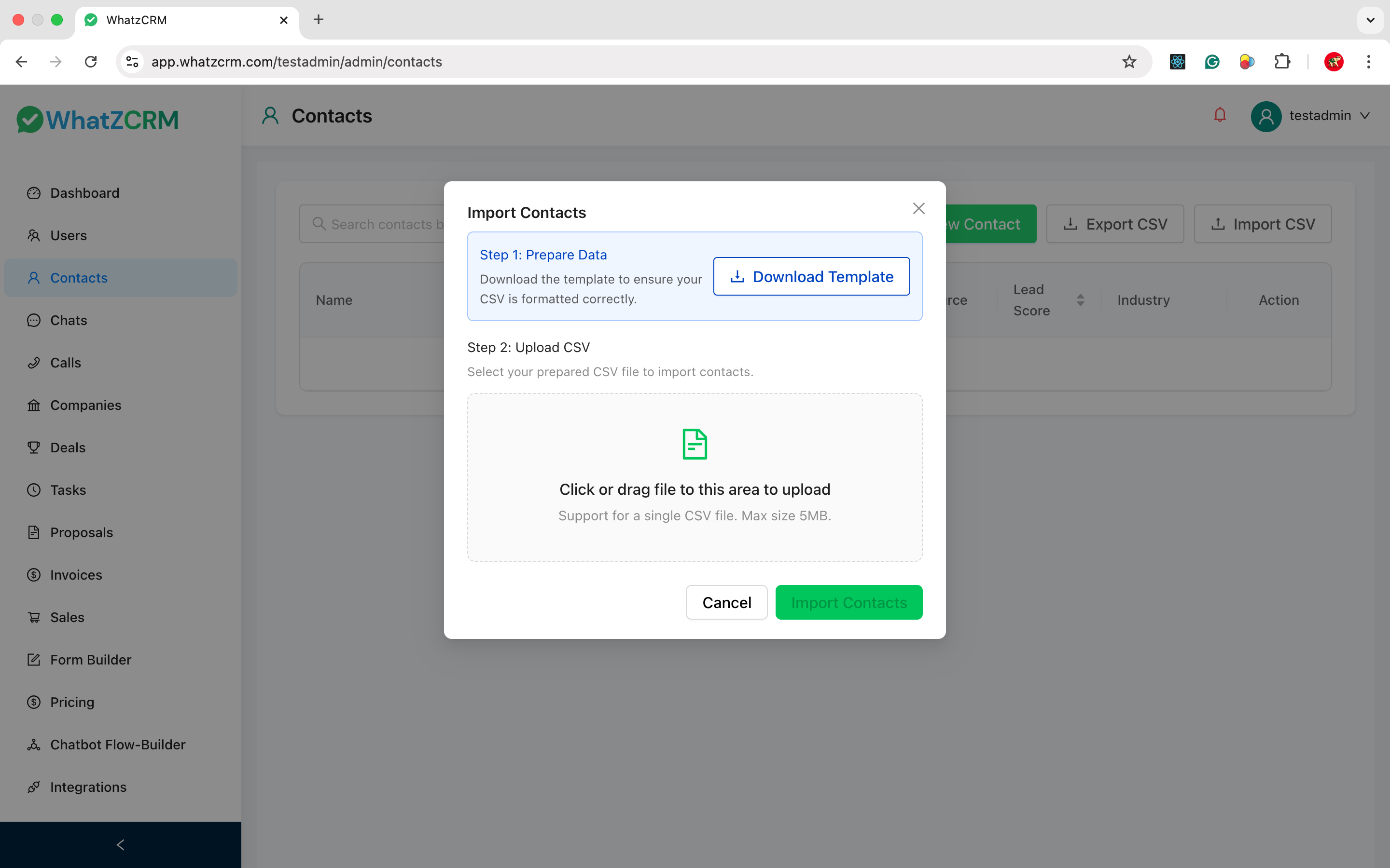 Bulk Import Contacts